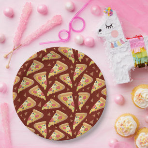 Assiettes En Carton mignonette pizza party amoureux carrelé