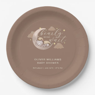 Assiettes En Carton Mignonne Brown Lune d'attente étoile Sleepy Ours