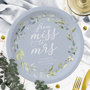 Assiettes En Carton Mignonne demoiselle à Mme Greenery Eucalyptus Nupt