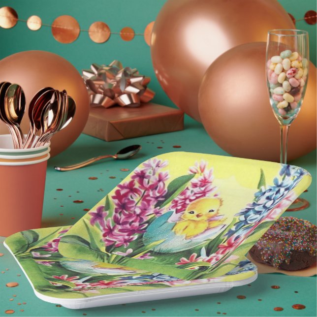 Assiettes En Carton mignonne fête vintage de Pâques (Multi)