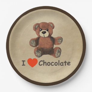 Assiettes En Carton Mignonne I Coeur (Amour) Chocolat Teddy Ours