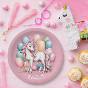 Assiettes En Carton mignonne licorne magique princesse fille anniversa