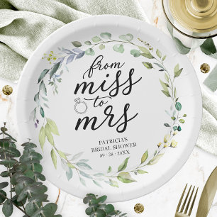 Assiettes En Carton Mignonne Mademoiselle à Mme Verdure Eucalyptus Nup