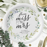 Assiettes En Carton Mignonne Miss à Mme Greenery Eucalyptus<br><div class="desc">Mademoiselle mignonne à Mme Greenery Eucalyptus Plaque de papier nuptiale</div>