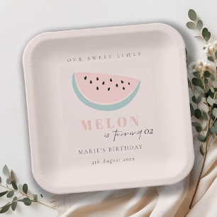 Assiettes En Carton Mignonne Notre Petit Melon Pastel Rose N'Importe Q