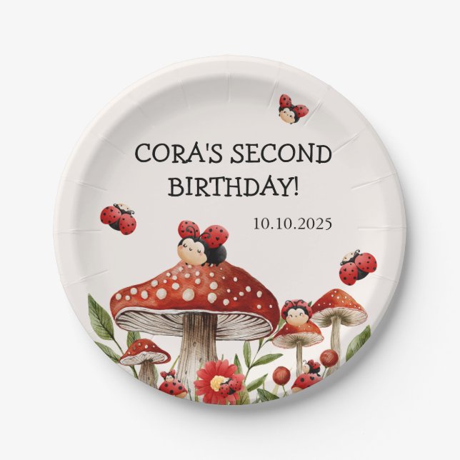 Assiettes En Carton Mignonne Notre Petite Fille Ladybug Anniversaire (Devant)