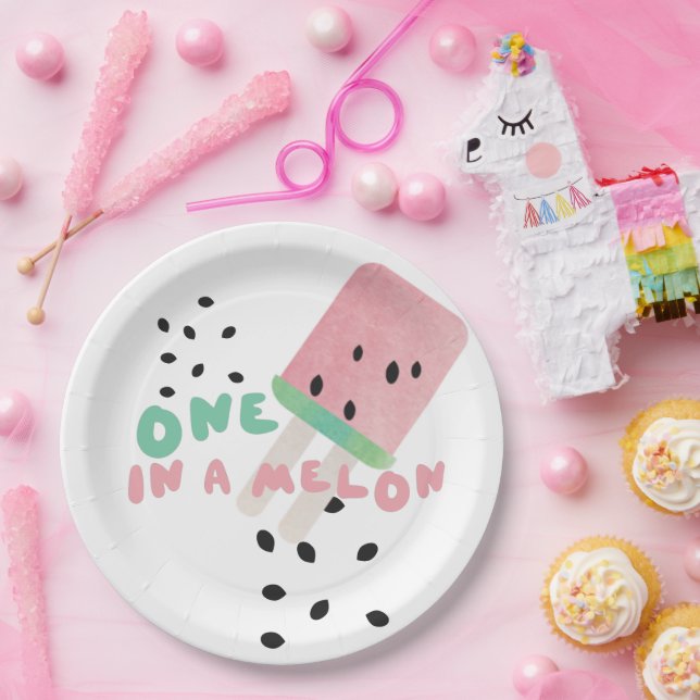 Assiettes En Carton Mignonne pastèque transformée en un Melon    (Fête)