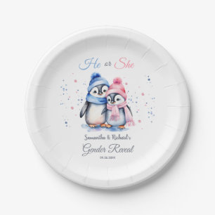 Assiettes En Carton Mignonne Penguin Sexe Révéler Lui ou elle hiver au