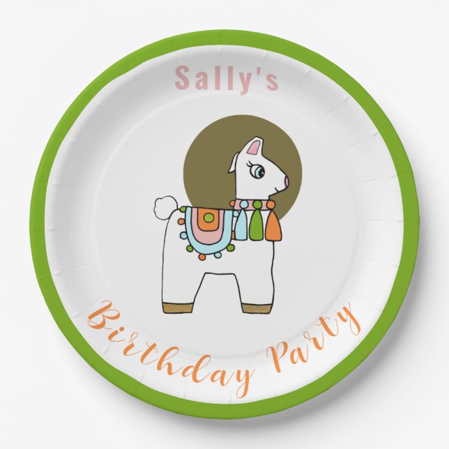 Assiettes En Carton Mignonne pinata llama fête du Jeudi (Devant)