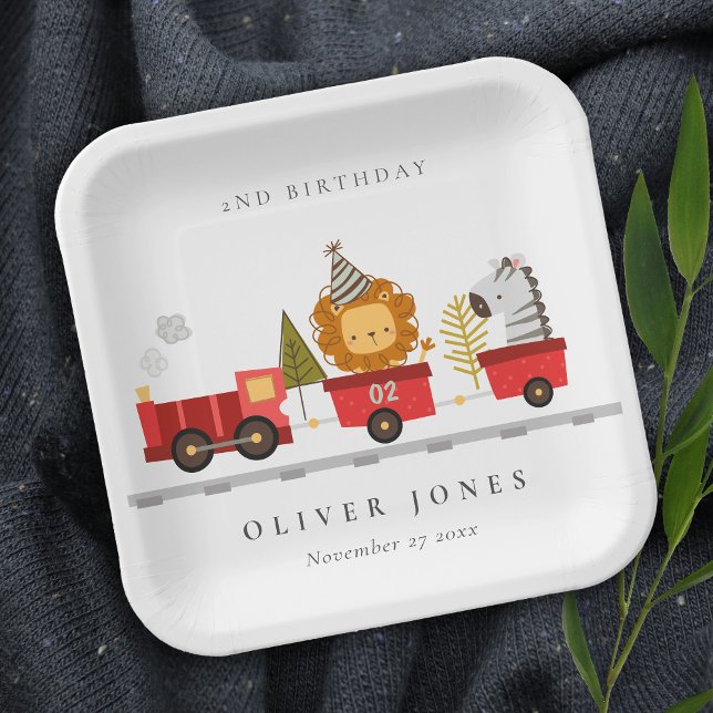 Assiettes En Carton Mignonne Red Woodland Animal Train N'Importe Quel  (Créateur téléchargé)