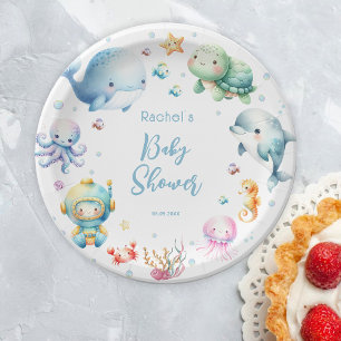 Assiettes En Carton Mignonne sous le Baby shower marin