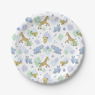 Assiettes En Carton Mignons Animaux Sauvages de Safari Baby Shower Bla