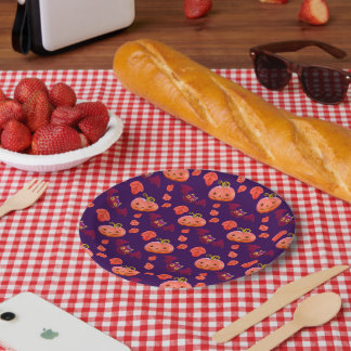 Assiettes En Carton Mignons chauves-souris d'Halloween Motif de citrou