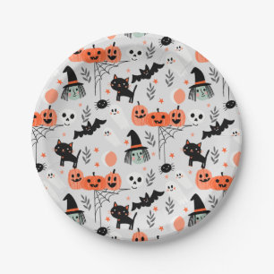 Assiettes En Carton mignons enfants halloween plaques en papier gris