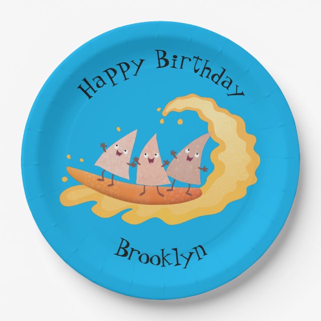 Assiettes En Carton Mignons nachos chips de maïs surf (Devant)