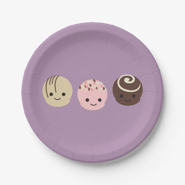 Assiettes En Carton Mignons Truffes au Chocolat (Devant)