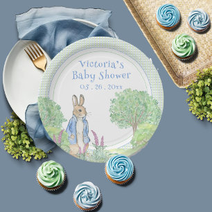 Assiettes En Carton Migte Peter Rabbit En vichy Baby shower