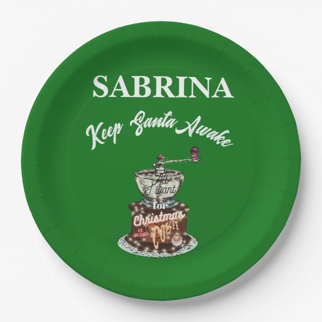 Assiettes En Carton Mikitiez café noël citation caféine mignonne (Devant)