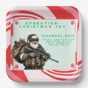 Assiettes En Carton Militaire amusant/Père Noël de Noël