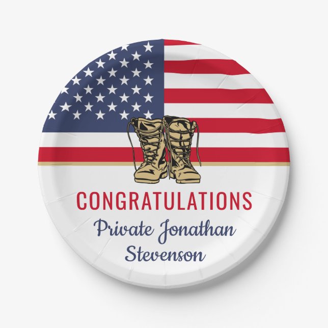 Assiettes En Carton Militaire Graduation Armée Camp de démarrage Patri (Devant)