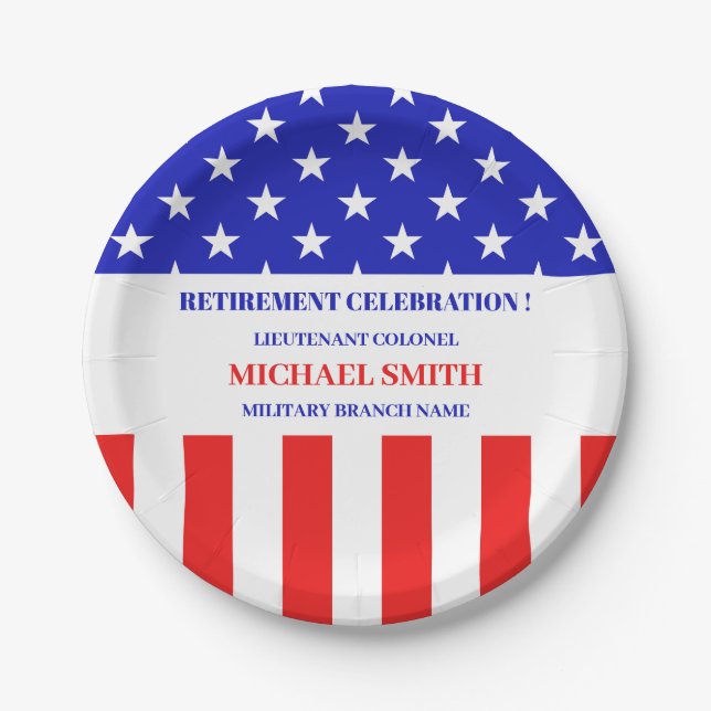 Assiettes En Carton Military Army or Patriotic Theme Retirement Party (Devant)