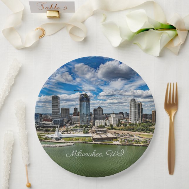 Assiettes En Carton Milwaukee, Wisconsin, photo de la ville, (Mariage)
