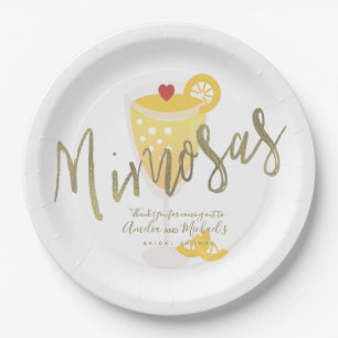 Assiettes En Carton Mimosa Remerciements pour Baby Shower Mariée Or