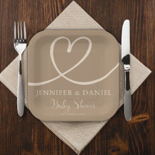 Assiettes En Carton Mini Brown Tan manuscrit Élégant Oh Baby