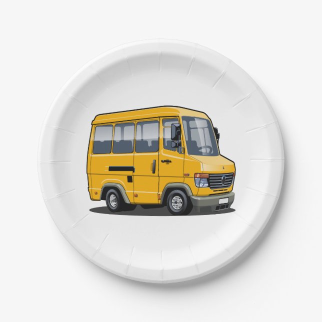 Assiettes En Carton Mini bus caricature (Devant)