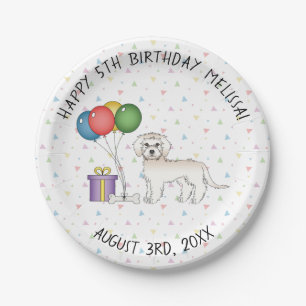 Assiettes En Carton Mini Goldendoodle crème Anniversaire de chien de d