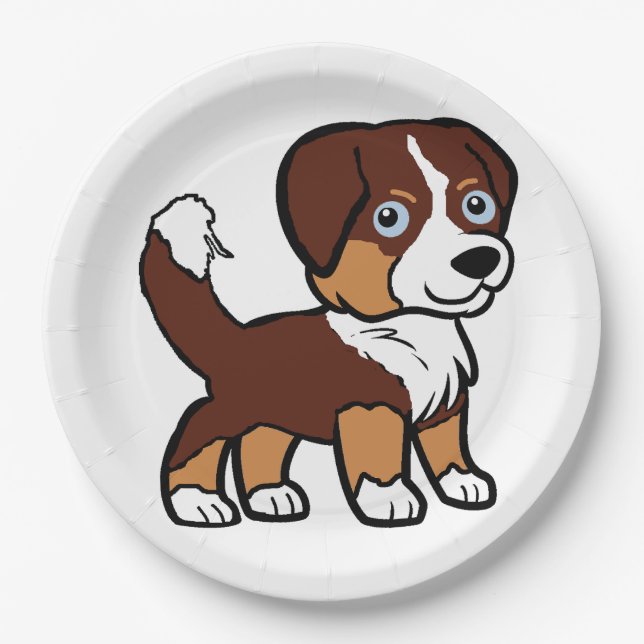 Assiettes En Carton Miniature American Shepherd Red Tri avec queue (Devant)