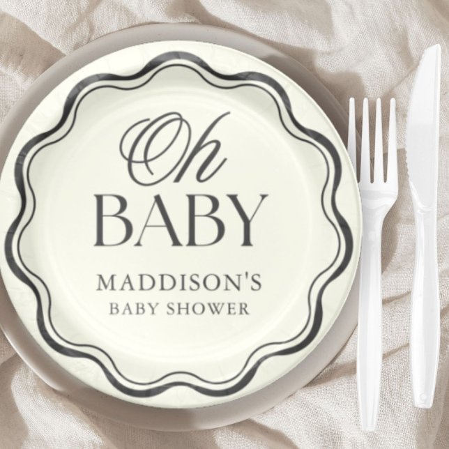 Assiettes En Carton Minimal Hand Drawn Gender Neutral Baby Shower (Créateur téléchargé)