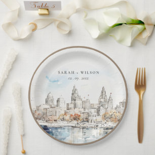 Assiettes En Carton Minimal Kansas City Missouri Watercolor Mariage