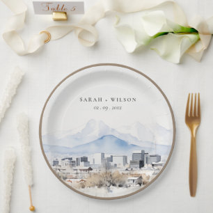 Assiettes En Carton Minimal Salt Lake City Utah Watercolor Mariage
