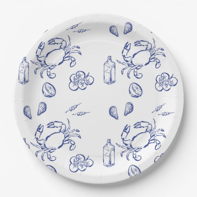 Assiettes En Carton Minimalisme des aliments marins (Devant)