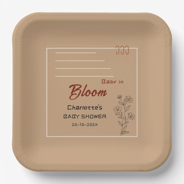 Assiettes En Carton Minimalist Baby In Bloom Wildflower Baby Shower (Recto)