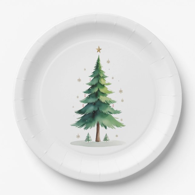 Assiettes En Carton Minimalist Christmas Pine Tree Plate – Holiday Din (Devant)