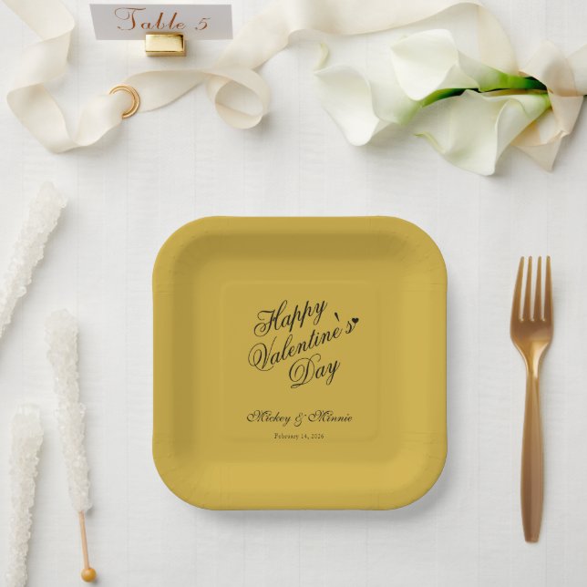 Assiettes En Carton Minimalist Valentine’s Day Love Themed (Mariage)