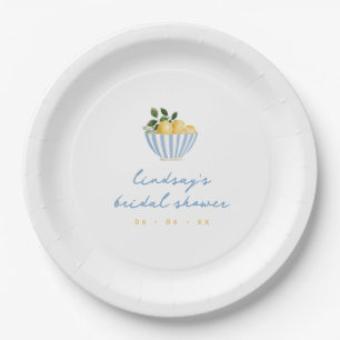 Assiettes En Carton Minimaliste Citrons Bleu et Jaune Baby Shower