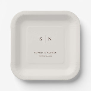 Assiettes En Carton Minimaliste et Chic Neutre Mariage