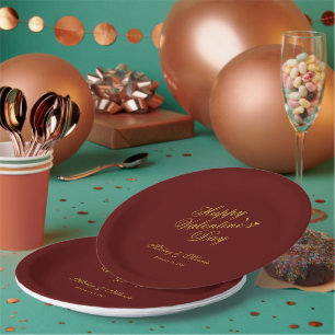 Assiettes En Carton Minimaliste Saint-Valentin Amour Thème Marron