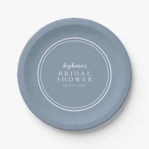Assiettes En Carton Minimaliste Simple Baby Shower Bleu Poussière