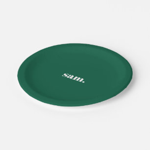 Assiettes En Carton Minimaliste texte personnalisé gras vert