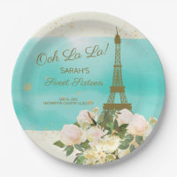 Mint Aqua Gold Tour Eiffel Paris Sweet 16