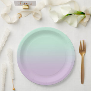 Assiettes En Carton Mint Esthétique Pastel Et Ombre Gradient Lilac