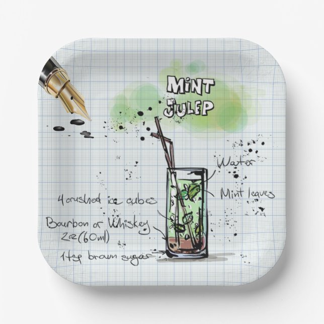 ASSIETTES EN CARTON MINT JULEP DERBY PAPIER PLAQUE DE FÊTE (Recto)