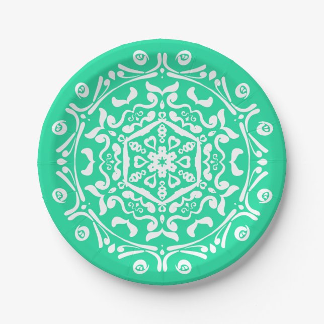 Assiettes En Carton Minty Mandala (Devant)