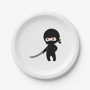 Assiettes En Carton Minuscule Ninja en colère
