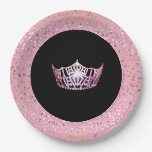 Assiettes En Carton Miss America Plaques en papier couronne-Golden Sta