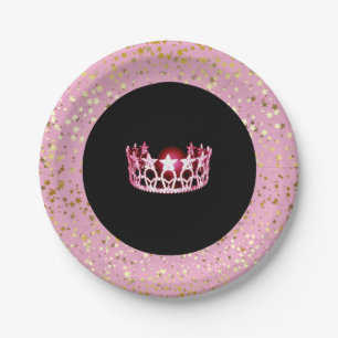 Assiettes En Carton Miss USA Plaques en papier couronne-Golden Stars P